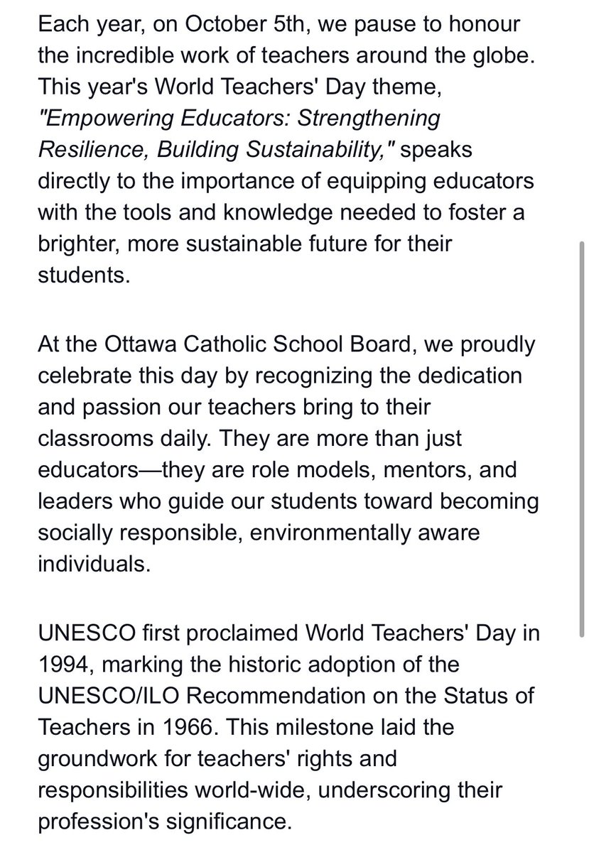 Celebrating #WorldTeachersDay2024 with the <a href="/OttCatholicSB/">Ottawa Catholic School Board</a> 🌍
