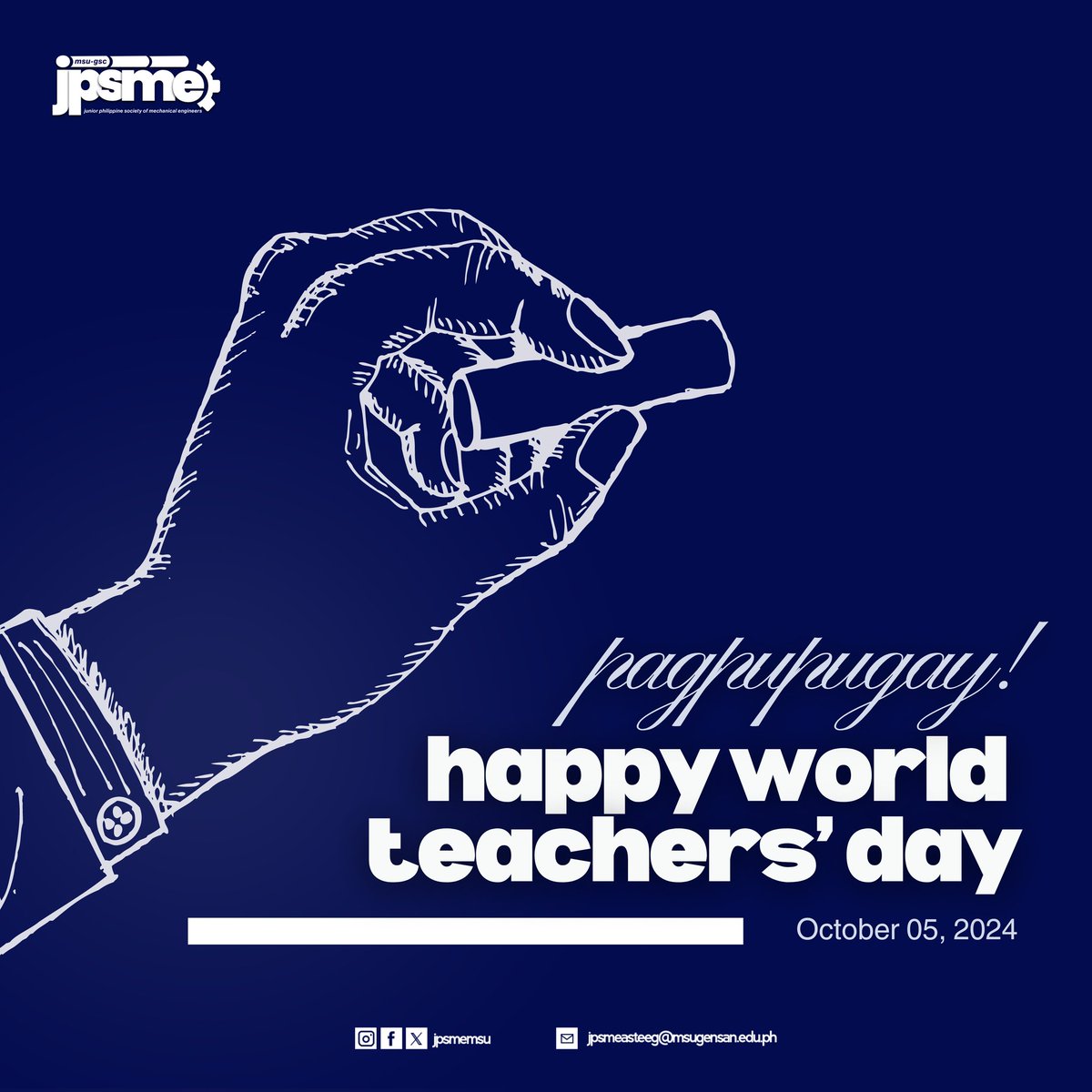 JPSMEMSU's tweet photo. A Day to Honor the Heroes of Education—Happy World Teachers' Day!

To all professors and teachers, thank you for shaping our future with your knowledge, passion, and dedication. Your impact extends far beyond the classroom. https://t.co/E0ofsXNaFf