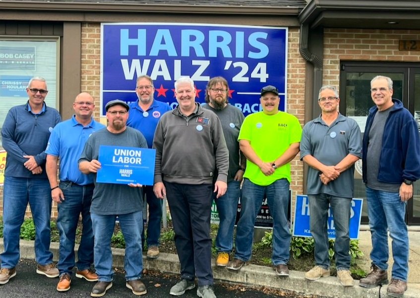 Tdriscollbac's tweet photo. Walkin' &amp; knockin with @IUBAC Local 5-PA in Reading for Labor champions; @KamalaHarris, @SenCasey, &amp; @RepDean. Berks County is Kamala-country! https://t.co/uKzgzh4nlb