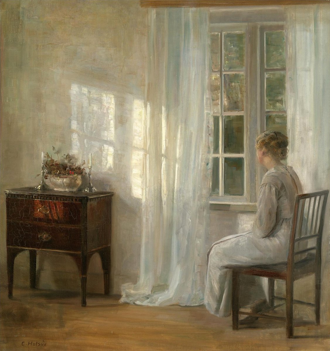 artenpedia's tweet photo. Waiting By The Window, before 1935 - Carl Holsøe https://t.co/rFE1dXJxR0