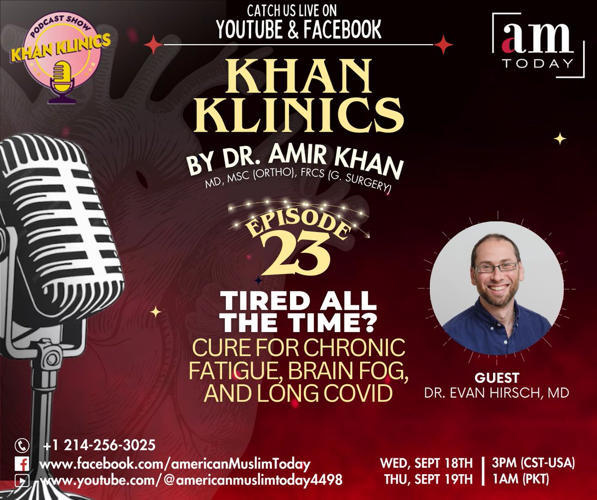 DrEvanHirsch's tweet photo. 🎙️ I joined Dr. Amir Khan on Khan Klinics to discuss solutions for chronic fatigue, brain fog, and Long COVID. The full interview is now available!

👉 𝗪𝗮𝘁𝗰𝗵 𝗵𝗲𝗿𝗲: https://t.co/v6CfUhsPzN⁣⁣

#ChronicFatigue #BrainFog #LongCOVID #EnergyMD https://t.co/SBZ1xOh1xy