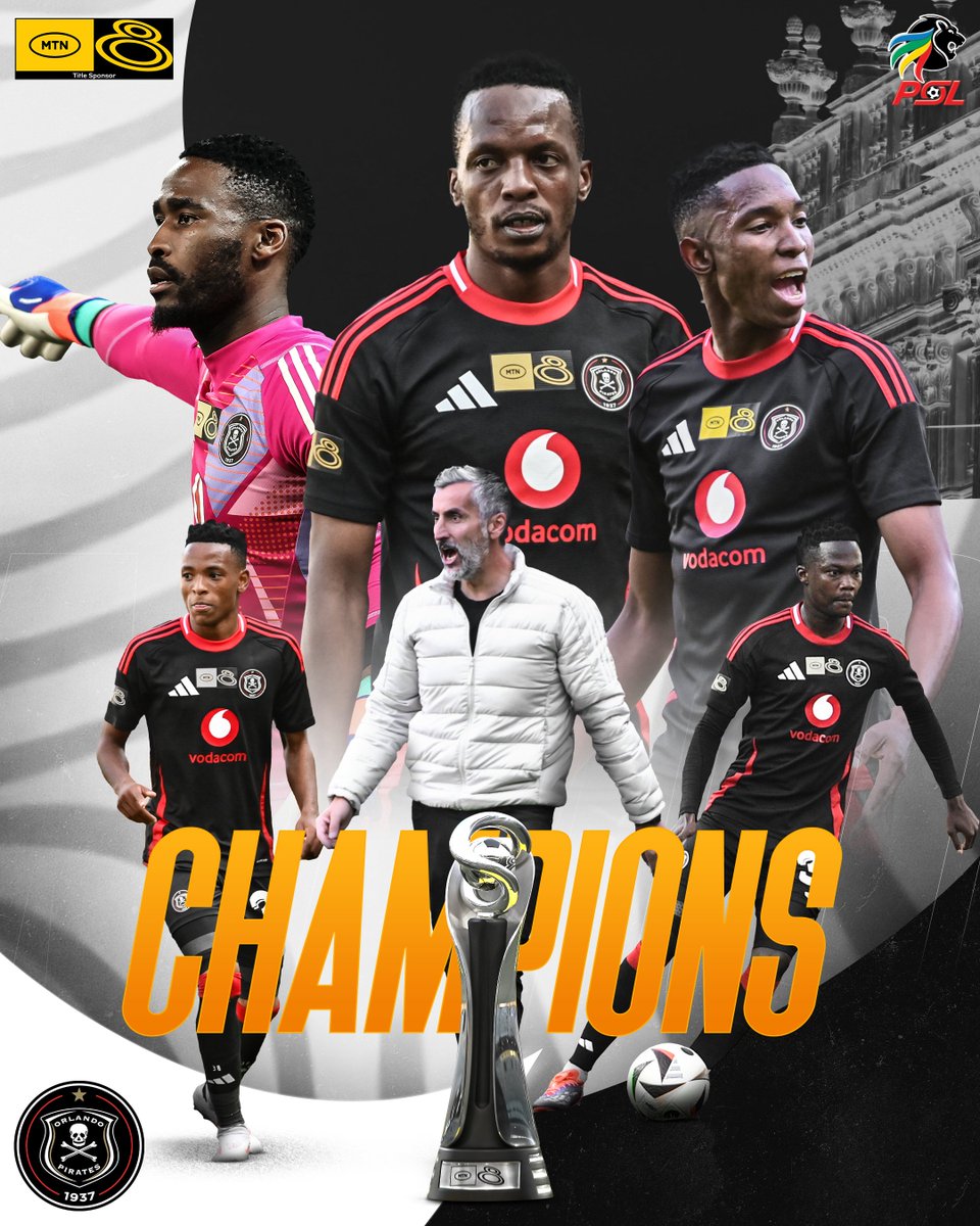 OfficialPSL's tweet photo. 𝐓𝐇𝐄 𝐁𝐔𝐂𝐂𝐀𝐍𝐄𝐄𝐑𝐒 𝐀𝐑𝐄 𝐇𝐈𝐒𝐓𝐎𝐑𝐘-𝐌𝐀𝐊𝐄𝐑𝐒 ☠🏆

Pirates are the first team to win three consecutive #MTN8 titles 👏

#MTN8Final https://t.co/S2KHXJnor9