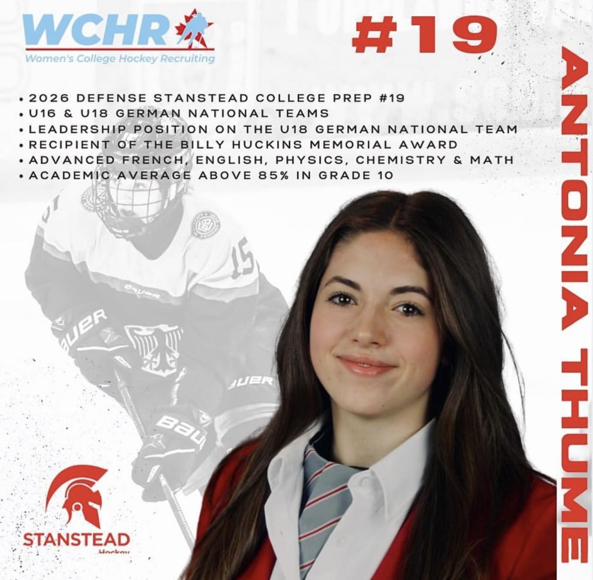 🚨NEW ATHLETE ALERT🚨

Introducing Antonia Thume, a 2026 defense for Stanstead College Prep! Welcome to the WCHR family, Antonia! 🤩🏒