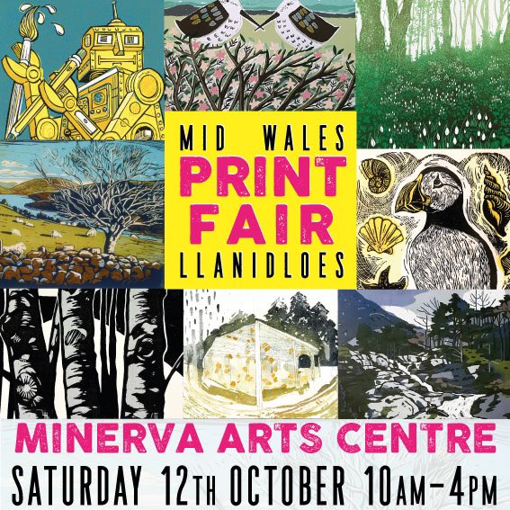 SandyCraigArt's tweet photo. Excited to be participating in Mid Wales Print Fair again this year. Minerva Arts Centre, Llanidloes, Saturday 12 October. Come and check out the wonderful prints created by a diverse range of artists from near and far. #MWPF2024 #llanidloes #celfcymraeg #welshartist #celf #art https://t.co/nVMz7gahEu
