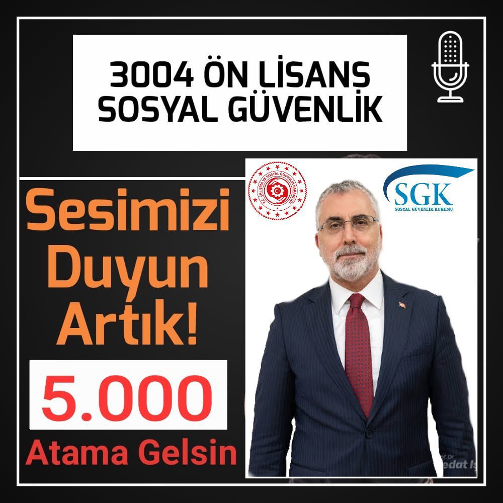 Sosyal Güvenlik kurumunun mevcut personel eksikliğinin en kısa süre içerisinde 3004 nitelik kodlu Önlisans Sosyal Güvenlik mezunları ile giderilmesini talep ediyoruz.

#3004sgkönlisansa5bin