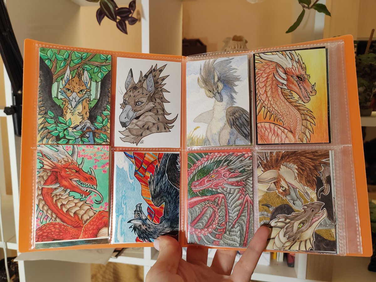 chickenzaur's tweet photo. That's why I love ATC (Art Trade Cards) so much!
Each of these cards is drawn with traditional art materials by different artists. I love each of them dearly! ^V^
My dream is to fill this collection album completely. And then start a new one! 😈 https://t.co/ZRGB5OXMsy