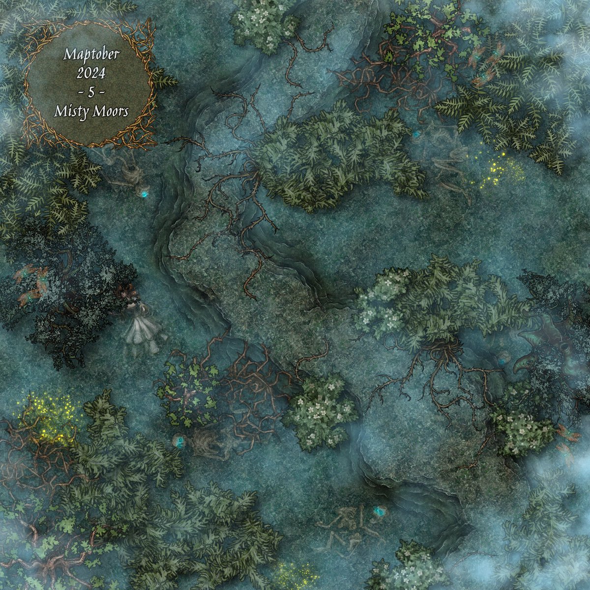 #maptober2024 <a href="/inkarnaterpg/">Inkarnate</a> 
5 - Misty Moors

Don't follow the lights.