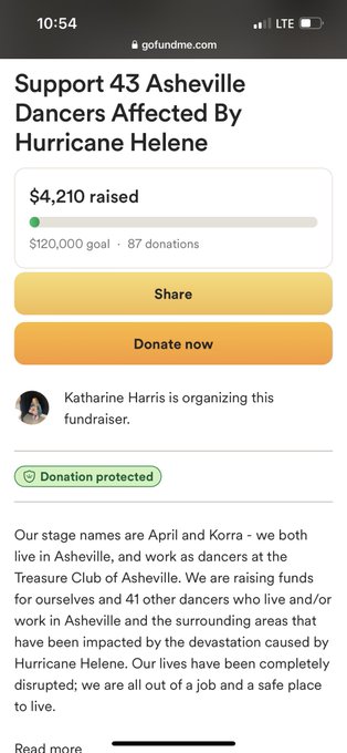 The strippers in #Asheville have had their lives upended by #HurricaneHelene so please donate to this<a href="/tag/asheville"class="tags">#Asheville</a><a href="/tag/hurricanehelene"class="tags"><span>#hurricanehelene</span></a>