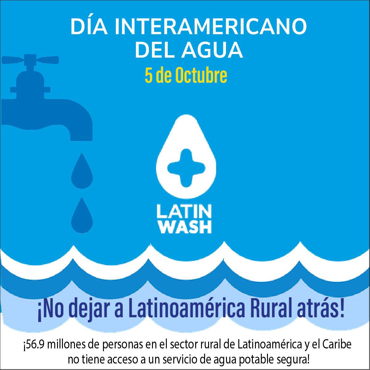 LatinWASH's tweet photo. 💧 #desafíoWASH | Hoy, 5 de octubre, es el Día Interamericano del Agua, es momento para recordar sobre la necesidad de 56.9 millones de personas en el sector rural de Latinoamérica y el Caribe no tiene acceso a un servicio de agua potable segura! https://t.co/5ZQlINgCED