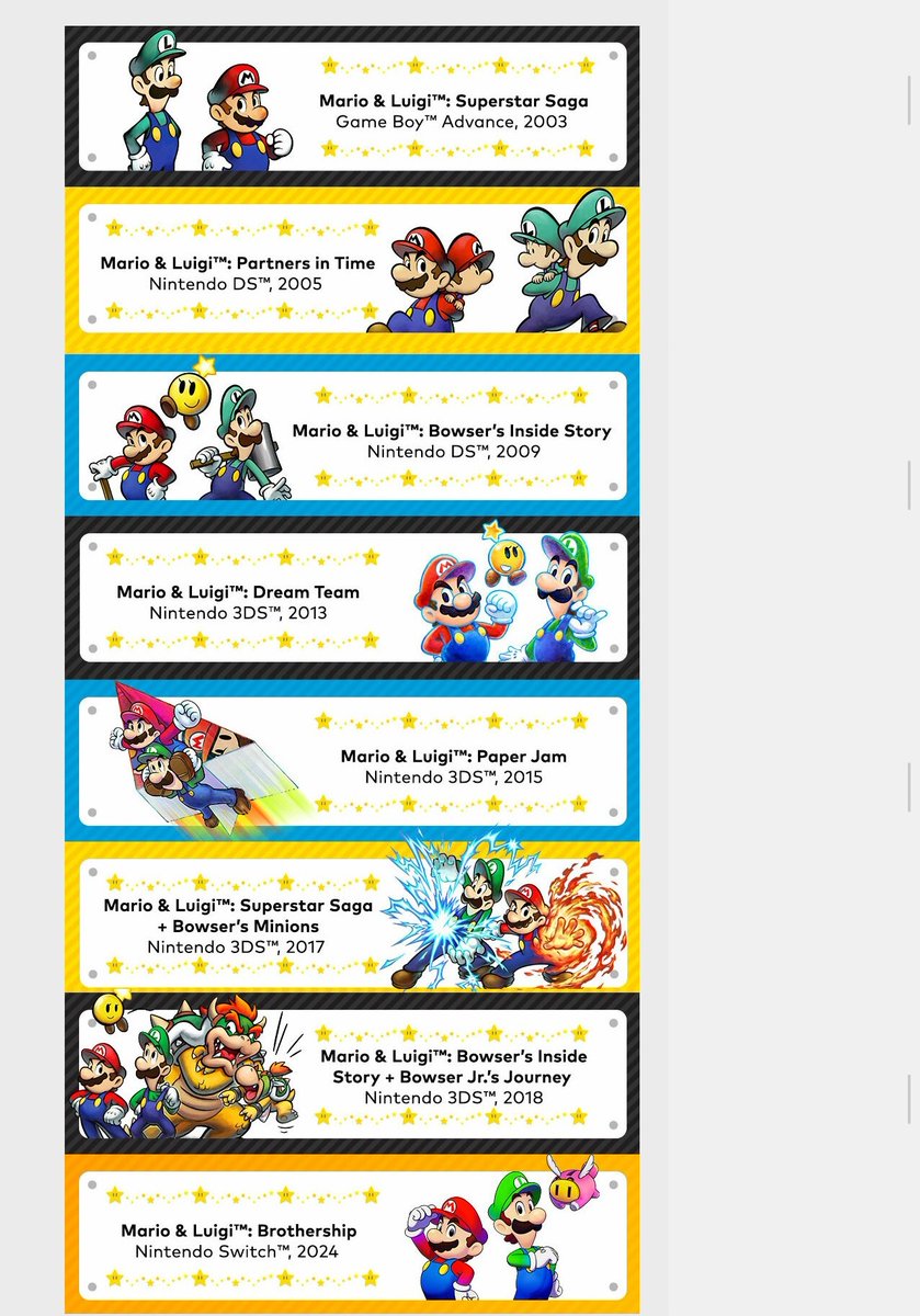 Nintendo did a retrospective on the Mario &amp; Luigi series on the Switch News Page. 

Overall, the quality of the Mario &amp; Luigi series has been been better than Paper Mario.