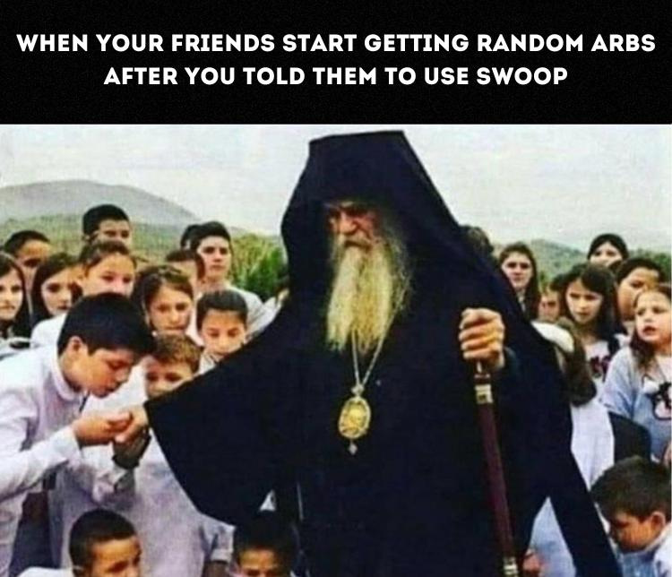 Swoop_Exchange's tweet photo. They doubted you... until random arbs started rolling in. 🧙♂️
Now you're the Swoop guru, blessing your friends with the ultimate #MetaAggregator in #DeFi. 🦉
With #Swoop, score the best price, snag random arbs, and swap seamlessly; all in a single slick UI powered by elite aggregators like @unizen_io, @odosprotocol & more.
Tell your friends & get those tendies NOW!
➡️https://t.co/OhdjKQQnDR