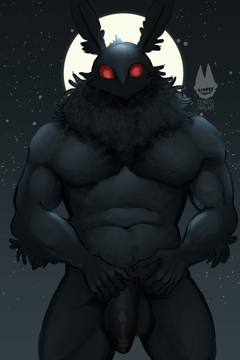 He's shy... Enjoy this small painting i did for everyone's favorite cryptid! #mothman #terato #teratophilia