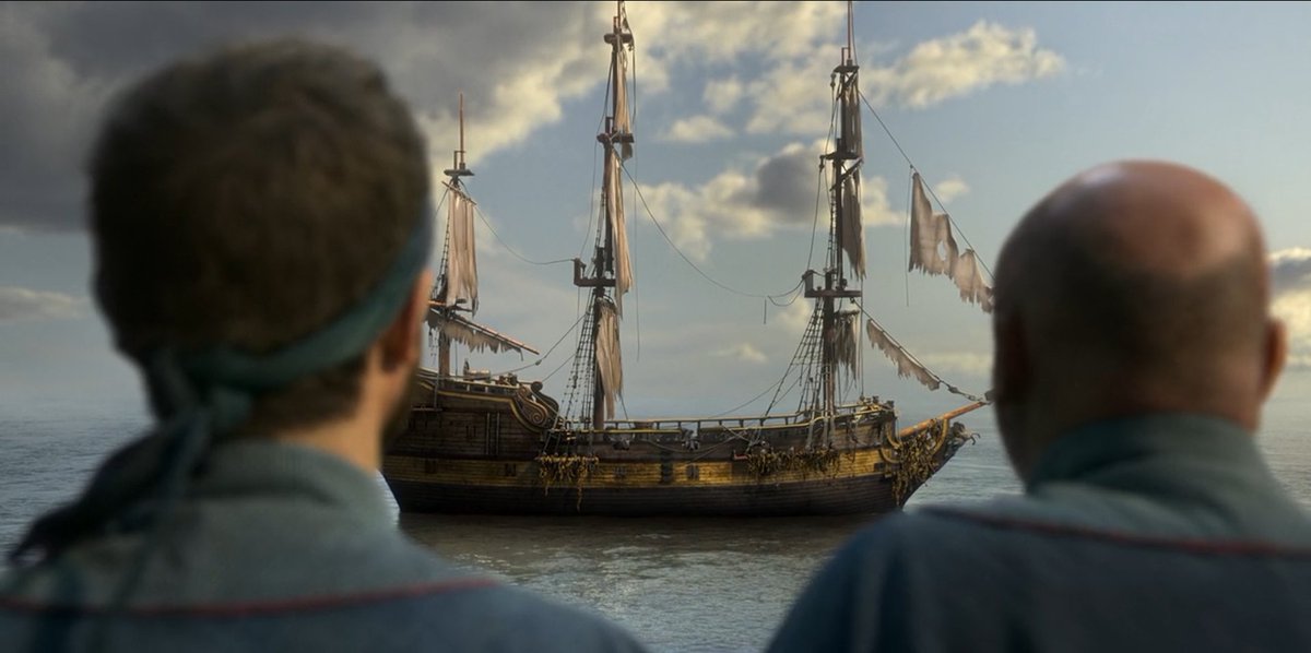 Rel8585's tweet image. The scene where the crew sees the torn up Revenge is so heartbreaking. The whole beautiful episode still breaks me, and then heals me too. Happy anniversary #OurFlagMeansDeath, I love you ❤🏴‍☠️