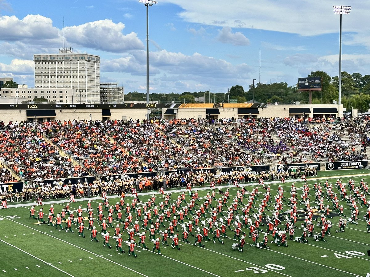 FAMU_1887's tweet photo. FAMU brought a sea 🌊 of Orange and Green 🧡💚 to Montgomery 😍 Let’s go Rattlers! #BeatASU #GameDay #FAMUFootballSeason https://t.co/KGtQ97Y5Wa