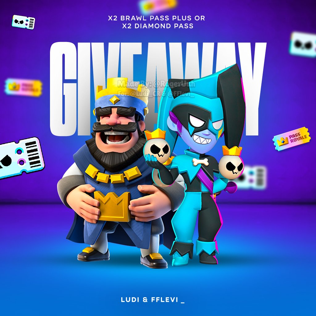 🎁 𝗚𝗜𝗩𝗘𝗔𝗪𝗔𝗬 🎁

 ⭐️ ×2 Brawl Pass Plus 
 💎 or ×2 Diamond Pass

Rules:
⭐️ Follow <a href="/Ludi_CR/">ʟᴜᴅɪ</a>
⭐️ Follow <a href="/FFlevi_/">Levi</a>
⭐️ Like♥️ &amp; RT♻️
⭐️ Comment 'Brawl Pass Plus'
or 'Diamond Pass'

Ends in 5 days. Good Luck 🍀
#ClashRoyale #BrawlStars