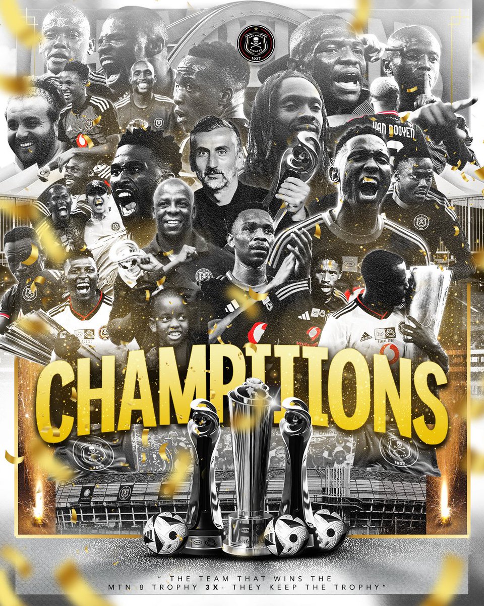 orlandopirates's tweet image. "The Team that wins the #MTN8 🏆 3X- They keep the Trophy" #CHAMPIIIONS #threepeat 🏆🏆🏆

⚫⚪🔴⭐
#OrlandoPirates
#OnceAlways