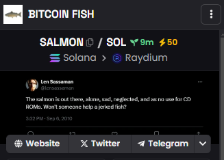 btcfishsalmon's tweet photo. Dexscreener updated ✅
Boost Paid ⚡️✅

@dexscreener 

Chart: https://t.co/KtreiU8FYi

#Bitcoinfish #salmon #DEXScreener https://t.co/aP21GP2rSC