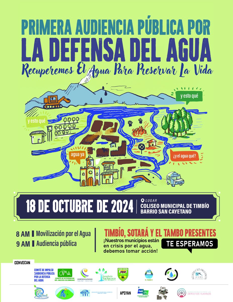 💦#Cauca ¡RECUPEREMOS EL AGUA PARA PRESERVAR LA VIDA! Va un🧵de esta iniciativa👇
La comunidad en defensa del agua de Timbío, Sotará y El Tambo trabaja incansablemente para que la gestión integral y comunitaria del agua sea implementada, reconocida y apoyada en los territorios.👇