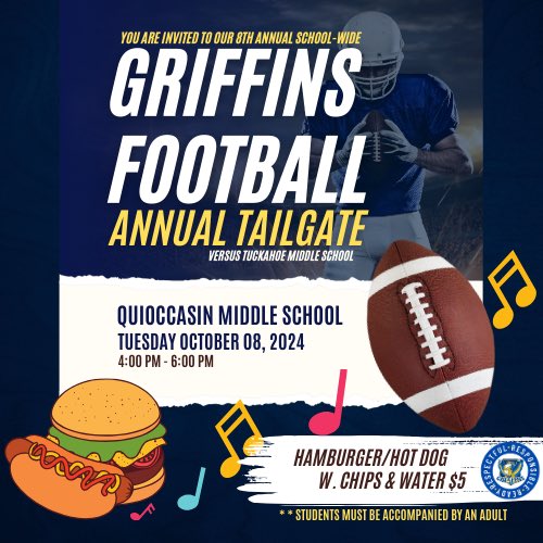 Quioccasin Middle School (@qmsgriffins) on Twitter photo Looking forward to our annual tailgate this Tuesday with <a href="/QMSGriffins/">Quioccasin Middle School</a> students, families and teachers! π π π Looking forward to our annual tailgate this Tuesday with <a href="/QMSGriffins/">Quioccasin Middle School</a> students, families and teachers! π π π
