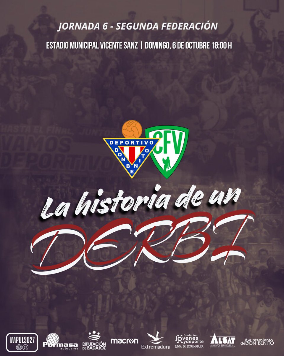 pjparejo's tweet photo. Mañana a las 18 horas en el Vicente Sanz... Super partido... Derbi @CDDonBenito_ Vs @cfvillanovense ... Disfrutemos del partido y vamos a por la tercera victoria consecutiva... #AupaDeportivo ... Imaginaros este partido dentro de una única ciudad unida... #SiALaFusion https://t.co/7VMVJbgx4l