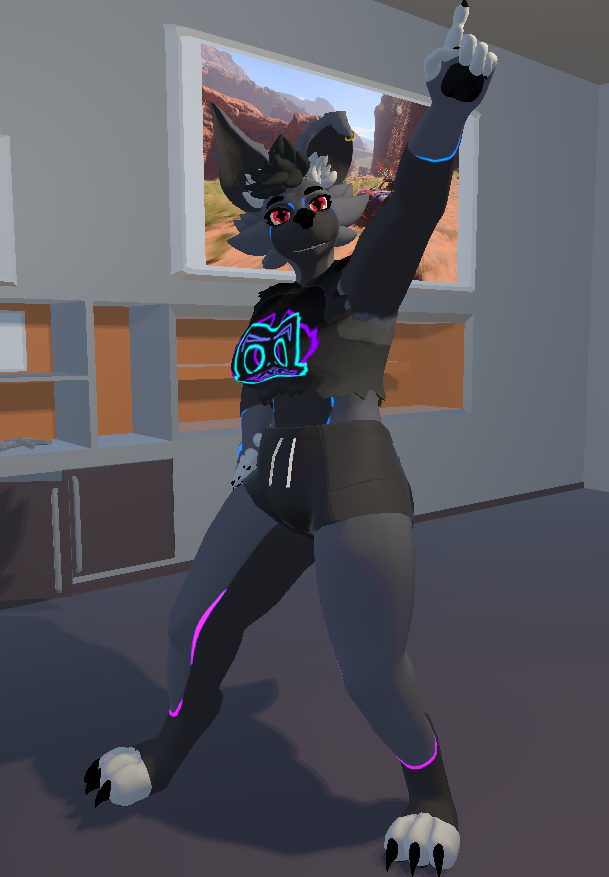 Pulcio_'s tweet photo. Test Avatar Update:

-General Fix 
-Added Chonky Slider
-Added BOOBA Toggle
-Updated "Bye Bye Bye" Icon
-Fixed Issue with Hairs:

Since the creation of the new avatar, I didn't even noticed that I forgot to give "Weight" to the bones on the hairs
#furry #Blender #3DModel  #VRChat https://t.co/K2ZqbRVcwD