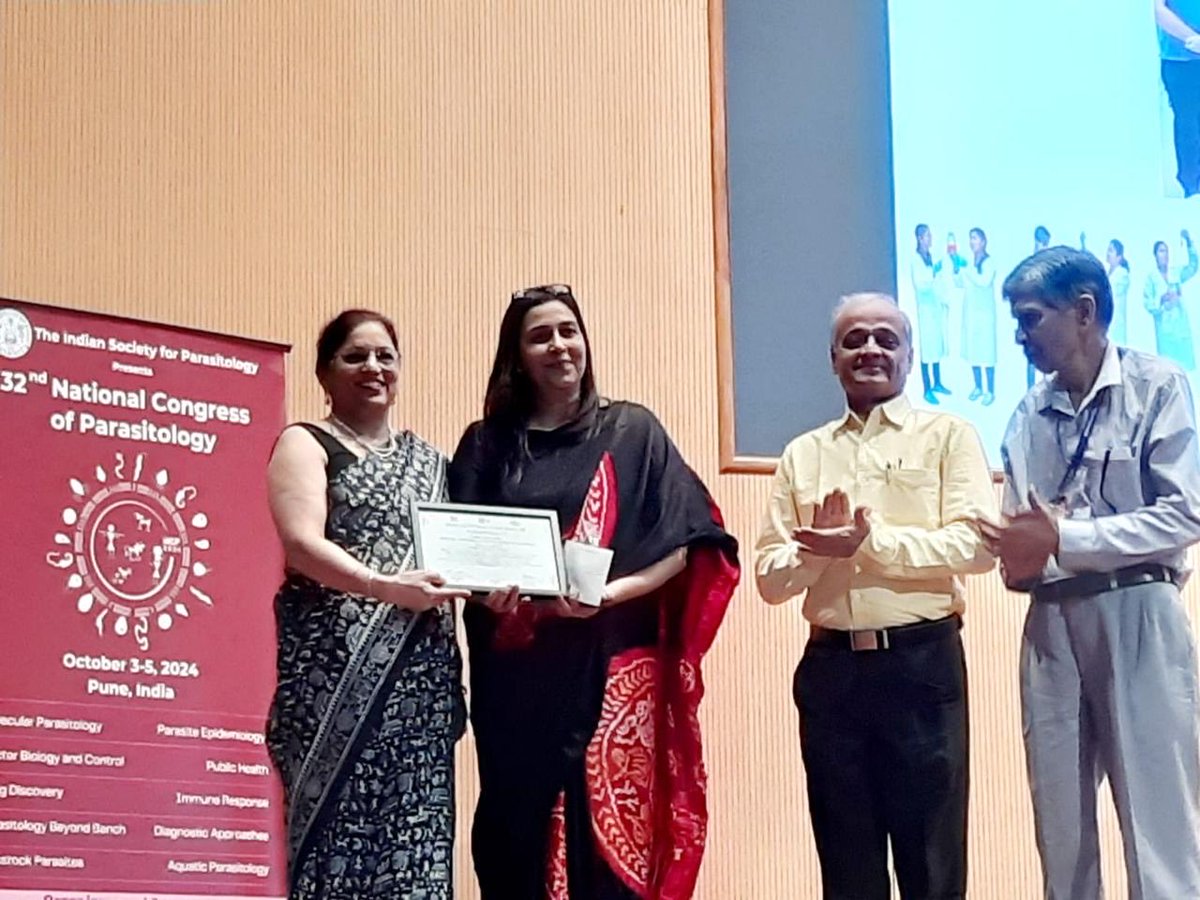 Very thankful to ISP, for being conferred the BN Singh Memorial oration award at the 32 nd National Congress in Parasitology being held at IISER Pune.Thanks to the team