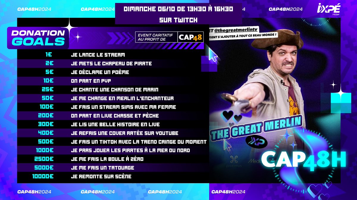 Hey
Si vous souhaitez faire des dons ça se passe ici: streamlabscharity.com/teams/@cap48he…
Vous pourrez en faire à partir de 13h30 demain et vous pourrez recevoir des récompenses telles que des jeux vidéos, des cadeaux Nintendo
Bref, je vous attends demain sur Twitch