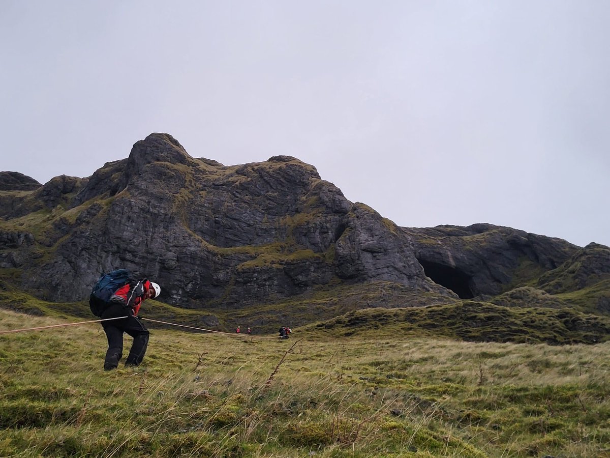 Callout this evening to Diarmuid &amp; Grainne's Cave in north Sligo. 2 individuals were exploring the cave and found themselves stranded by deteriorating weather. Rather than taking risks in very poor conditions, they called for assistance and were guided down safely by the Team.