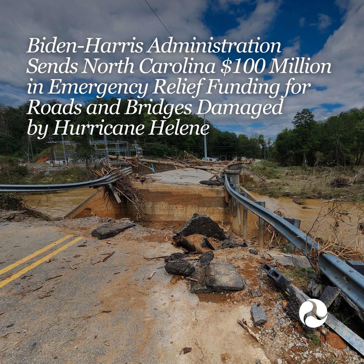 Our Department has approved North Carolina’s request for the first $100M in emergency funding to help restore transportation in the aftermath of Helene.

Further support will follow as the administration works with states and communities at every step along the path to recovery.