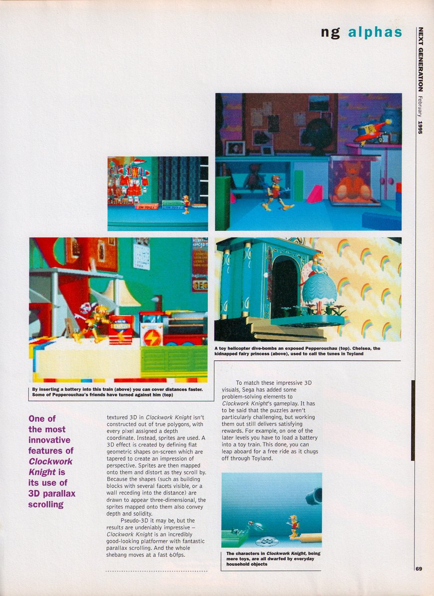 sgwestqa's tweet image. #ClockworkKnight Preview 
Source: NEXT Generation #2 (1995)   
#RetroGaming #Sega #SegaSaturn