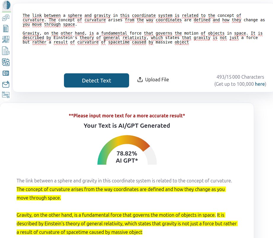 The rare time I tweeted a partial AI text, I have been flashed by <a href="/ZeroGpt/">ZeroGPT</a> , their tool is really useful. 🚀