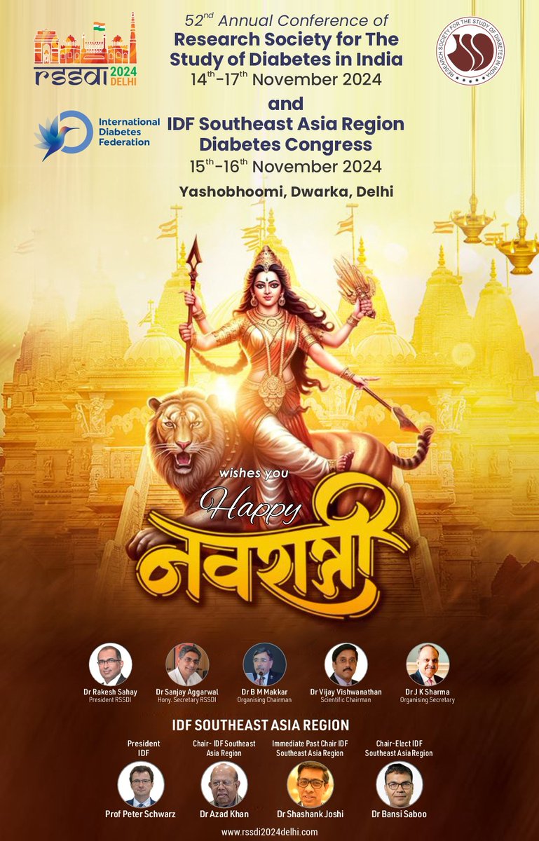 🎉 Excited for RSSDI 2024 during NAVRATRI! 🎉

Join us from 14-17 Nov 2024 at Yashobhoomi, Delhi, for expert sessions &amp; cutting-edge diabetes care. Celebrate knowledge &amp; festivity! 🌟

#rssdi2024 #navratri #diabetescare #conference #CelebrateAndLearn