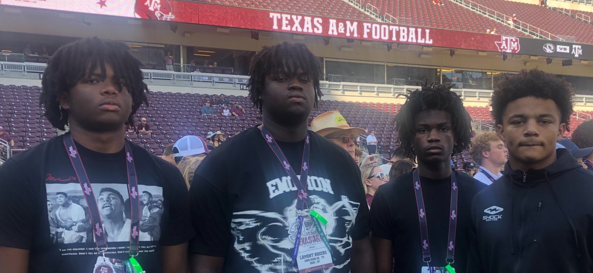 Horn Jags Football (@hornjagsrecruit) on Twitter photo 2025 TE <a href="/MageraKevin/">Kevin Magera</a> 2025 OT <a href="/TheLamontRogers/">Lamont Rogers</a> 2027 CB <a href="/JavarrisWillia6/">Jaโvarris โGuccโ Williams</a> & 2026 S <a href="/MarkelFord8/">Markel โagentzer0โ Ford</a> at the <a href="/AggieFootball/">Texas A&M Football</a> game today. 2025 TE <a href="/MageraKevin/">Kevin Magera</a> 2025 OT <a href="/TheLamontRogers/">Lamont Rogers</a> 2027 CB <a href="/JavarrisWillia6/">Jaโvarris โGuccโ Williams</a> & 2026 S <a href="/MarkelFord8/">Markel โagentzer0โ Ford</a> at the <a href="/AggieFootball/">Texas A&M Football</a> game today.