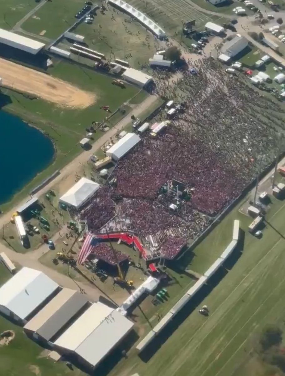 PHOTO: Aerial view of the massive Trump crowd in Butler, PA. President Trump does not speak for another hour and a half