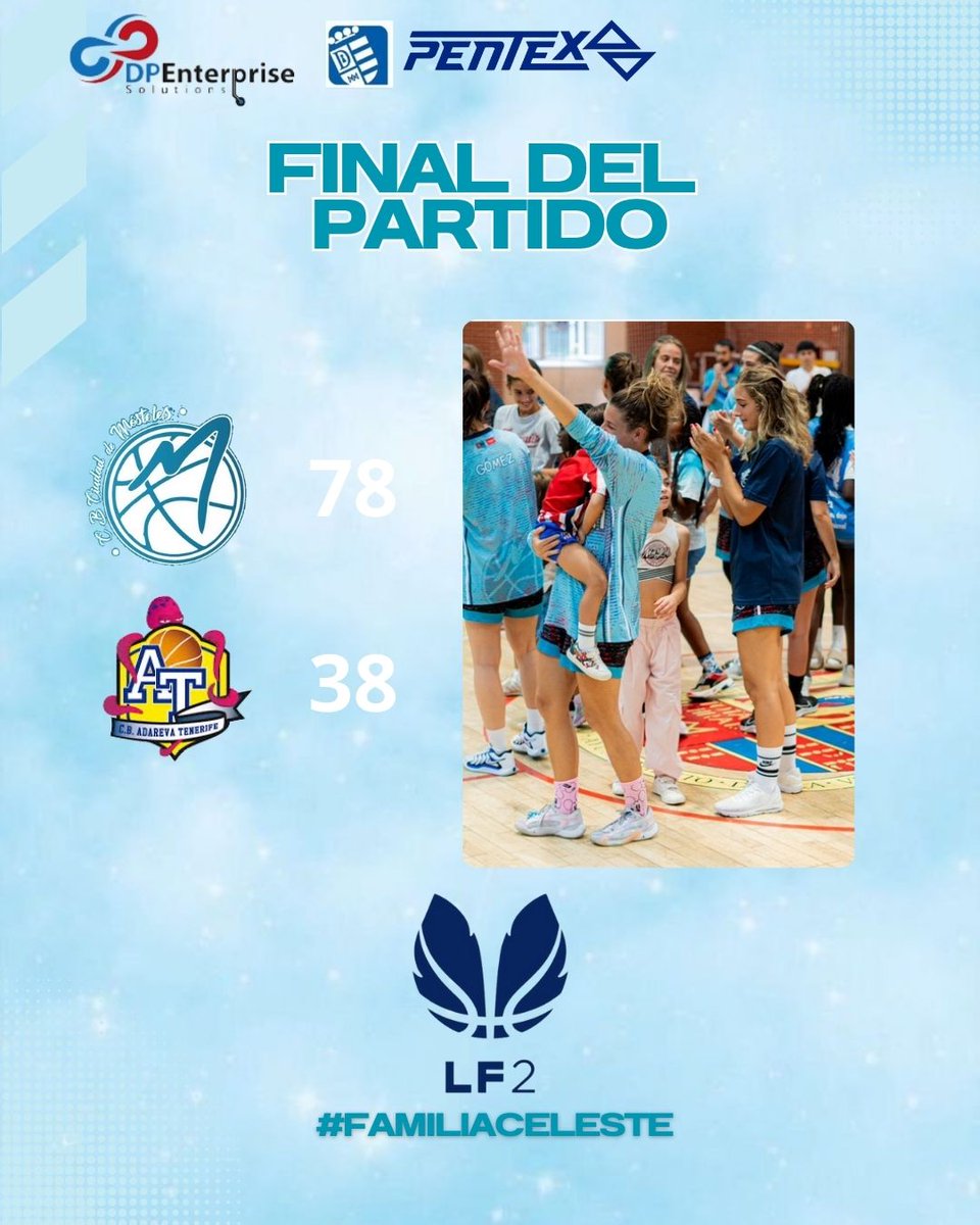 Primer partido del club en Liga Femenina 2 y primera victoria de nuestras chicas del DPES ante el público mostoleño.

Gran partido coralbdel equipo y el triunfo ante <a href="/CBADAREVA/">CB Adareva Tenerife</a> se quedó en casa.

Gracias #FamiliaCeleste por acompañarnos en este sueño... ¡ESTO ES MÓSTOLES!

💪🏼🦝💙