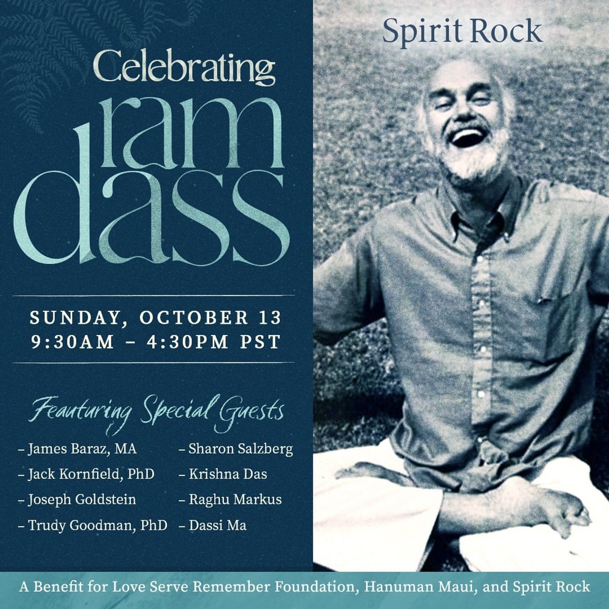 JackKornfield's tweet photo. Join us online on October 13 for “Celebrating Ram Dass: Love, Serve, Remember” – a special benefit event hosted by @Spirit_Rock.

Register: https://t.co/PqdktXtgsd 

#RamDass #LoveServeRemember #SpiritRock  #BeHereNow #HanumanMaui https://t.co/9jJrMiE6hJ