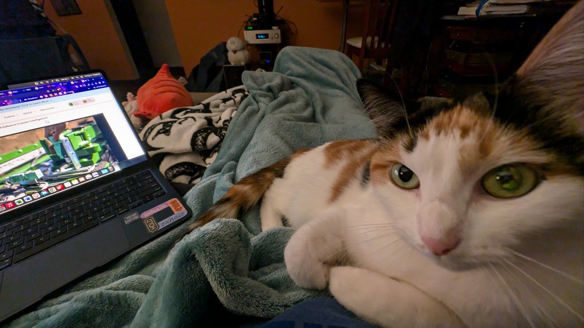 Rocketcat09's tweet photo. Twyla watching videos about rollercoasters with mommy. Zoommie! https://t.co/l58226nJVv