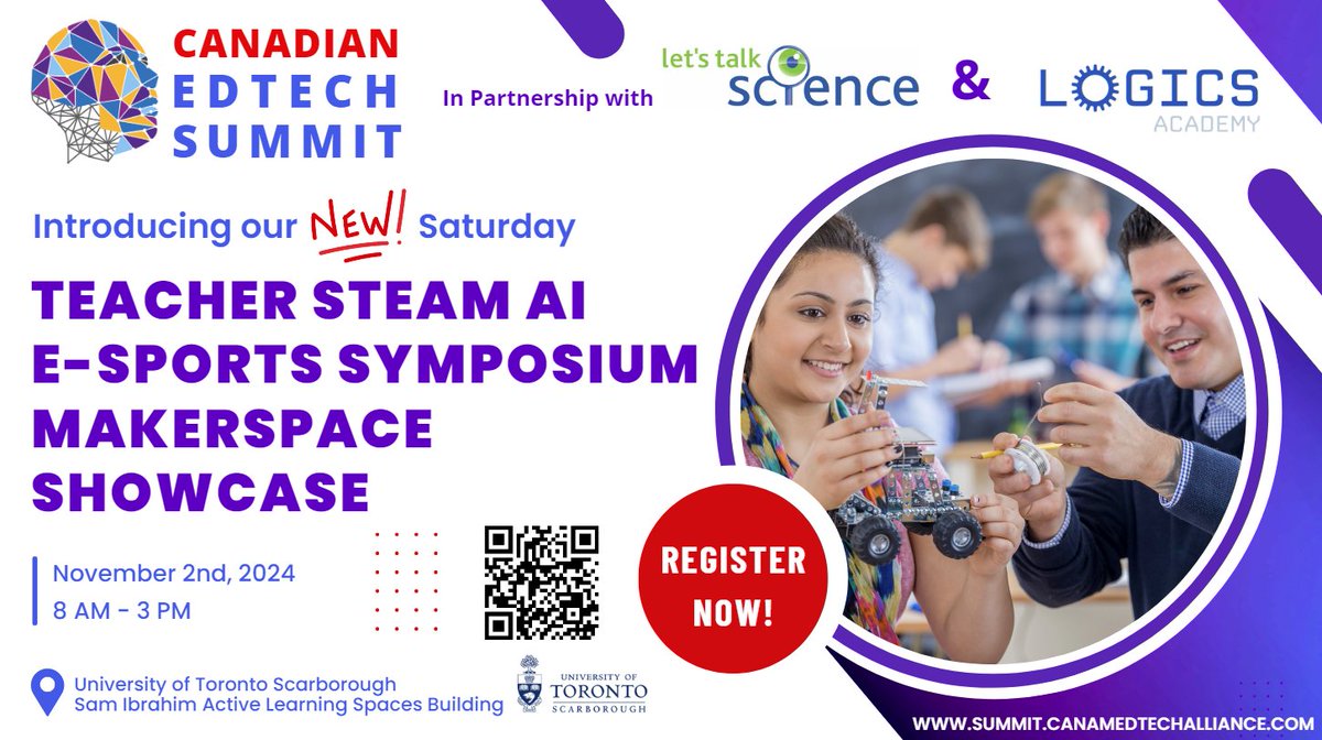 OSEA will be at the 15th annual Canadian EdTech Summit on November 2nd!  Join us at the Teacher Steam AI Esports Symposium Makerspace Showcase and connect with other educators, innovators, and thought leaders in this space.  See you there!