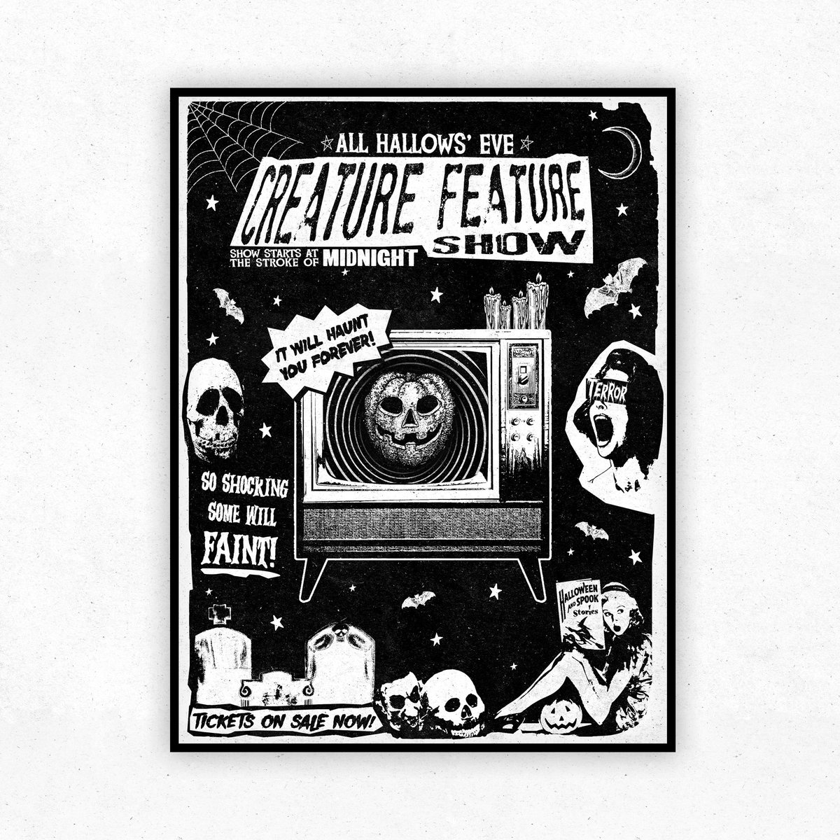 22mediaco's tweet photo. 🎃 𝟐𝟎𝟐𝟒 𝐒𝐩𝐨𝐨𝐤𝐬𝐡𝐨𝐰 𝐒𝐞𝐫𝐢𝐞𝐬 👻

“Creature Feature Show”
Limited Run 8x10 Prints

Available at: https://t.co/sEREisoHw8

***

#horror #HorrorArt #spookyseason #halloween #Halloweenart #grungedesign #graphicdesign #zine https://t.co/yis1jZ7VwL