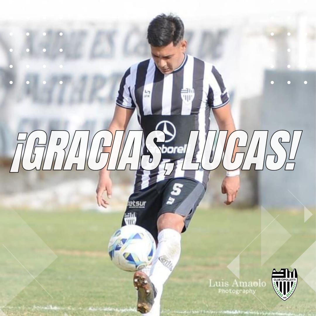 •~ Desde el Club Cipolletti queremos saludar a nuestro jugador Lucas Argüello, quien decidió terminar con su carrera profesional para afrontar nuevos desafíos.

Te agradecemos por representar al club como lo hiciste hasta el último momento.

🔸ÉXITOS 

¡Gracias, Lucas!
