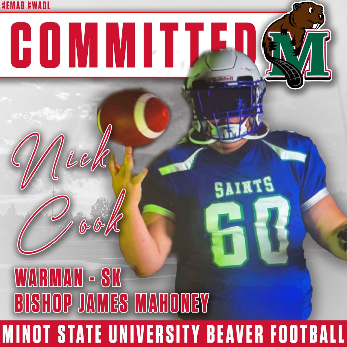Nick Cook (@nick_cookie60) on Twitter photo Blessed to announce my commitment to minot state football. Thank you to all the coaches that helped me along the way #EMAB#WADL <a href="/CoachFam/">Coach Mike Famiglietti “Fam”</a> <a href="/coachshields/">Ian Shields</a> <a href="/TomSimi/">Tom Simi</a> Blessed to announce my commitment to minot state football. Thank you to all the coaches that helped me along the way #EMAB#WADL <a href="/CoachFam/">Coach Mike Famiglietti “Fam”</a> <a href="/coachshields/">Ian Shields</a> <a href="/TomSimi/">Tom Simi</a>