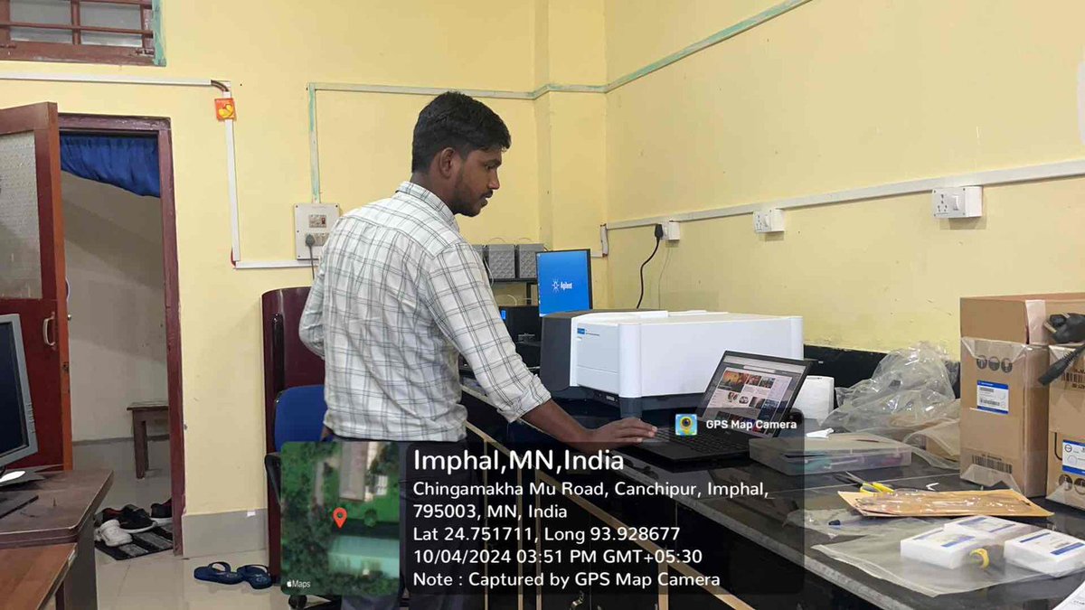 SuprEmeLab23's tweet photo. Installation of Aligent Fluorescence Spectrophotometer at SuprEme Materials Laboratory, Department of Chemistry, Manipur University. This instrument is a part of the ongoing project funded by @serbonline.Special thanks to @ManipurUniverse for providing all the required assistance https://t.co/5h5gEN26eD