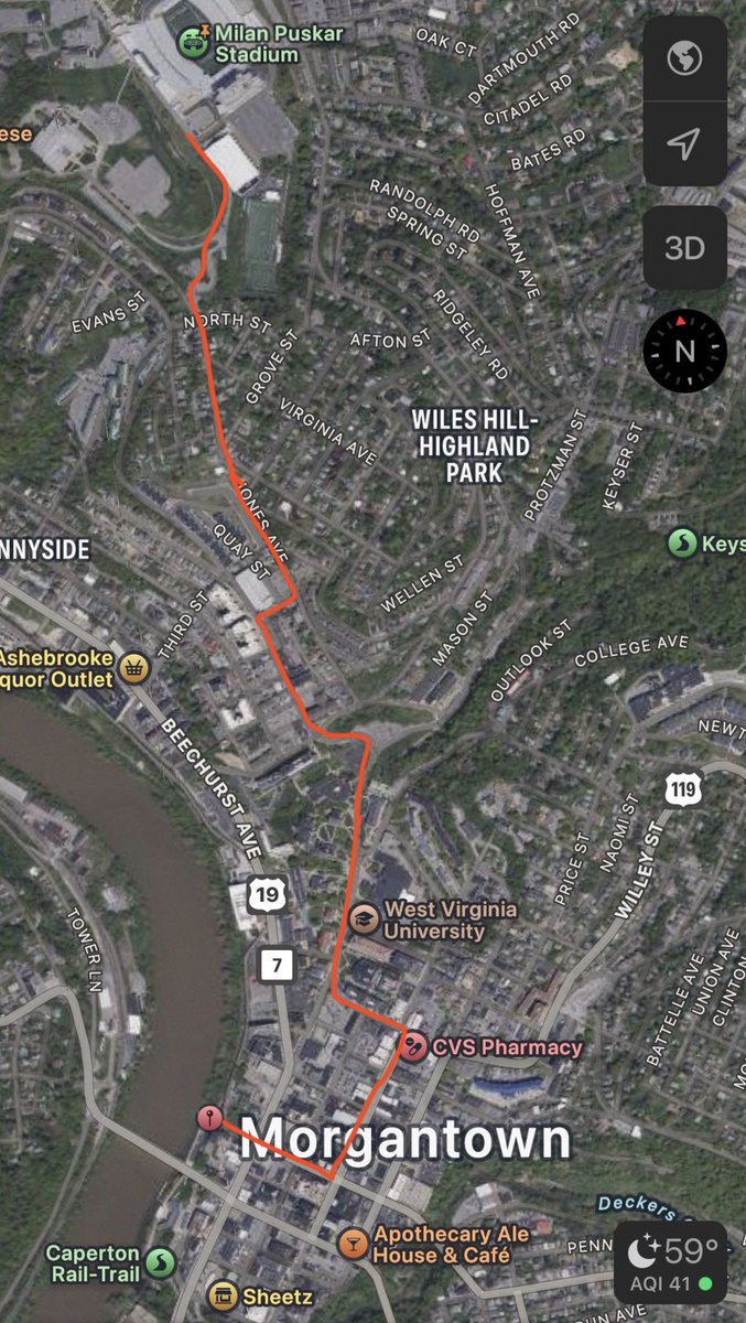 Just so we’re all on the same page. This is the path that we will carry the goal post to the Mon River when we beat a #1 team at home 👍