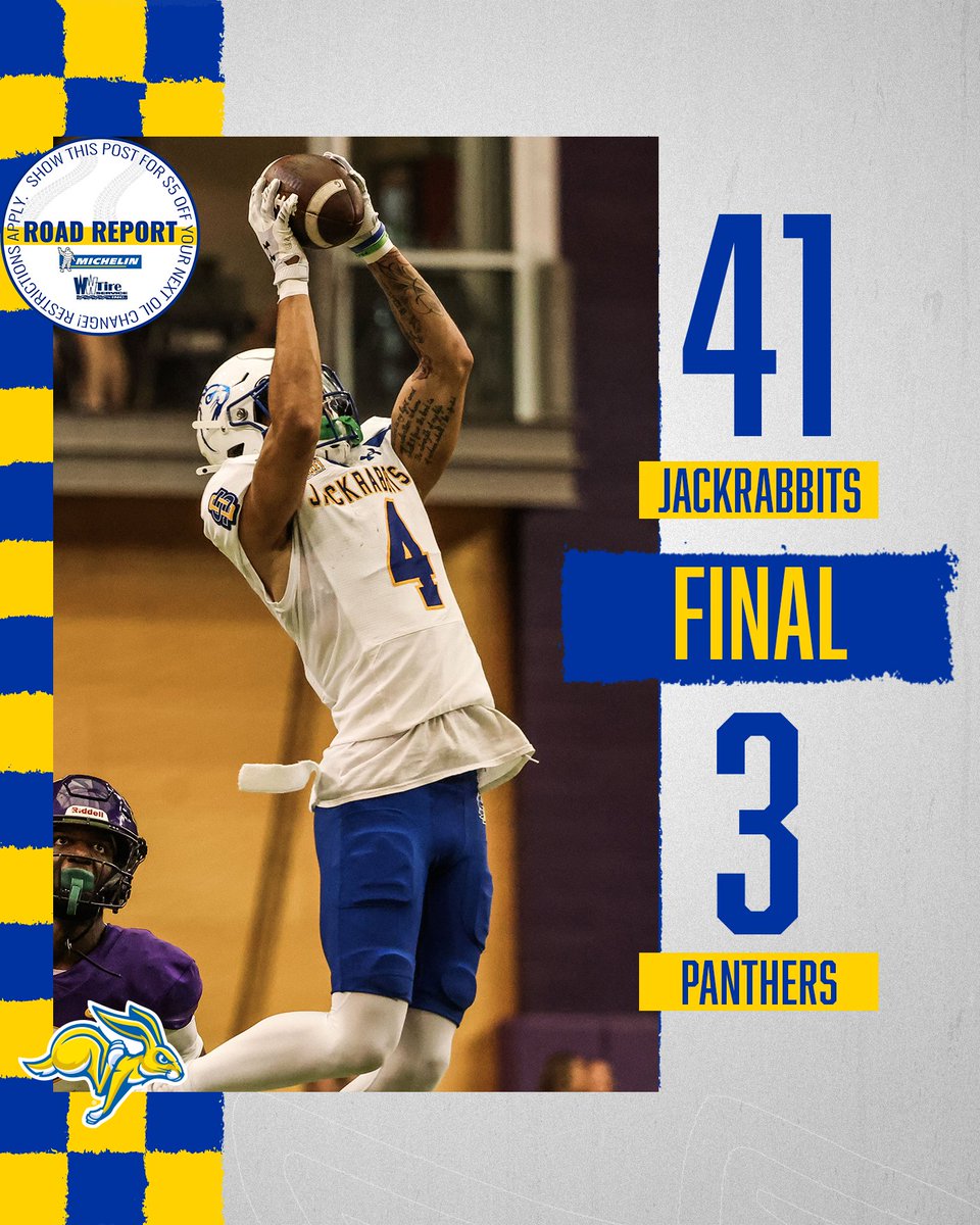 SDSU Football (@gojacksfb) on Twitter photo FINAL | Now that's the way to start <a href="/ValleyFootball/">Valley Football</a>
play! The No. 1 Jackrabbits return home to face Youngstown State on Hobo Day next Saturday (Oct. 12) ... 2 p.m. kickoff at Dana J. Dykhouse Stadium
#GoJacks ๐ฐ๐ FINAL | Now that's the way to start <a href="/ValleyFootball/">Valley Football</a>
play! The No. 1 Jackrabbits return home to face Youngstown State on Hobo Day next Saturday (Oct. 12) ... 2 p.m. kickoff at Dana J. Dykhouse Stadium
#GoJacks ๐ฐ๐