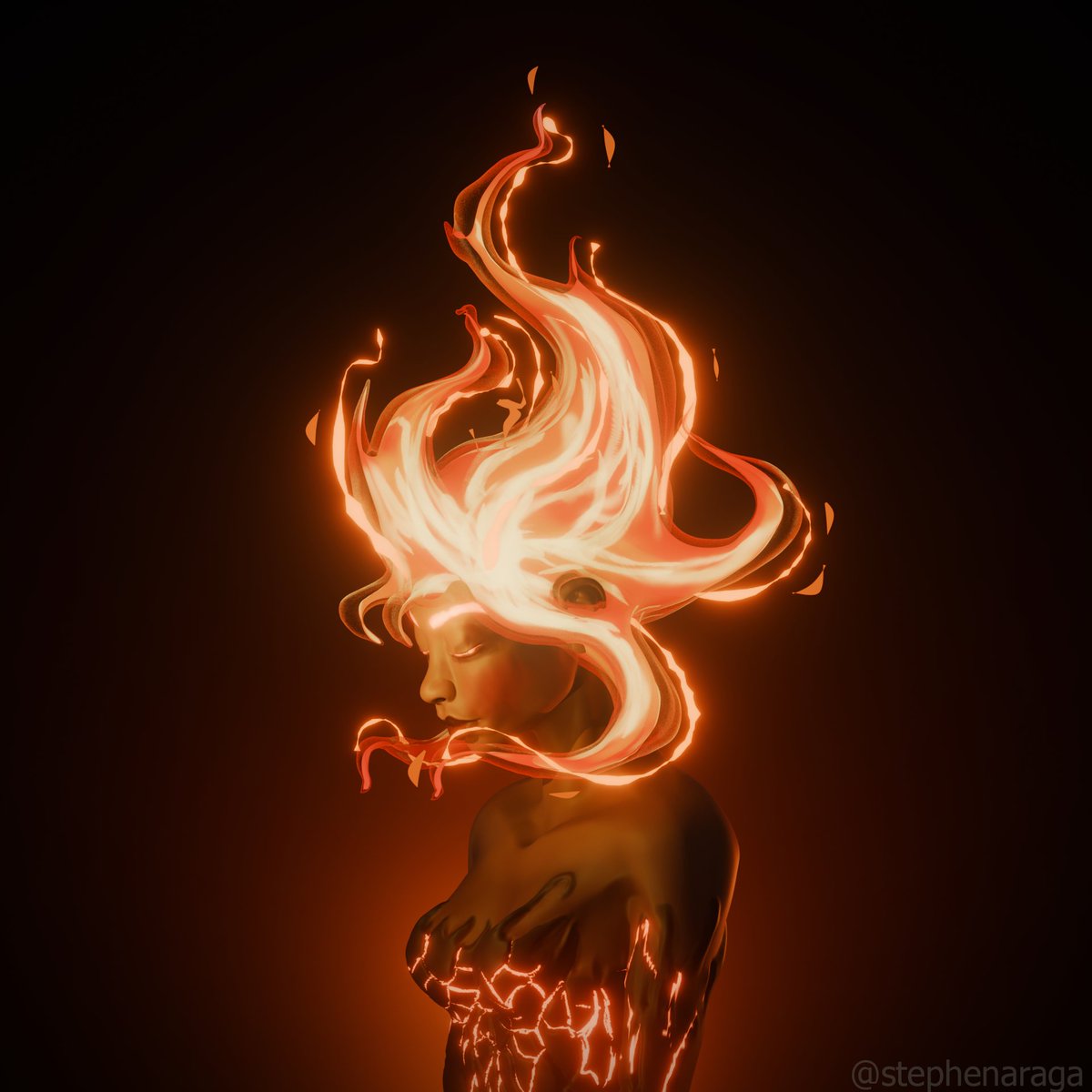 StephenAraga's tweet photo. Sculptober Day 5: "Infernal" #sculptober2024 #3dartwork #3Dプリンター #cg #blender https://t.co/N7BRz3ASDm