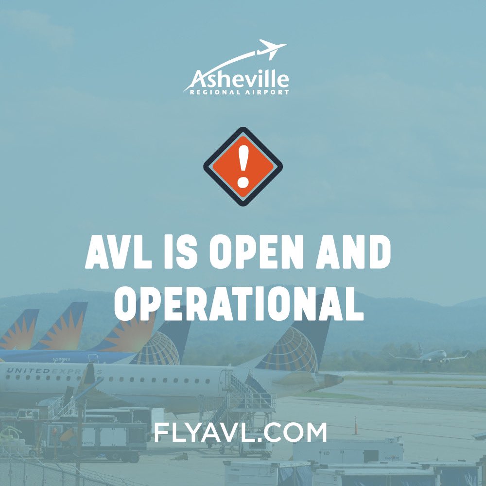 Just as planes rise above storms, the strength of our WNC community will lift us above these difficult times. We are open for you, WNC.

#WNCStrong #AviationStrong