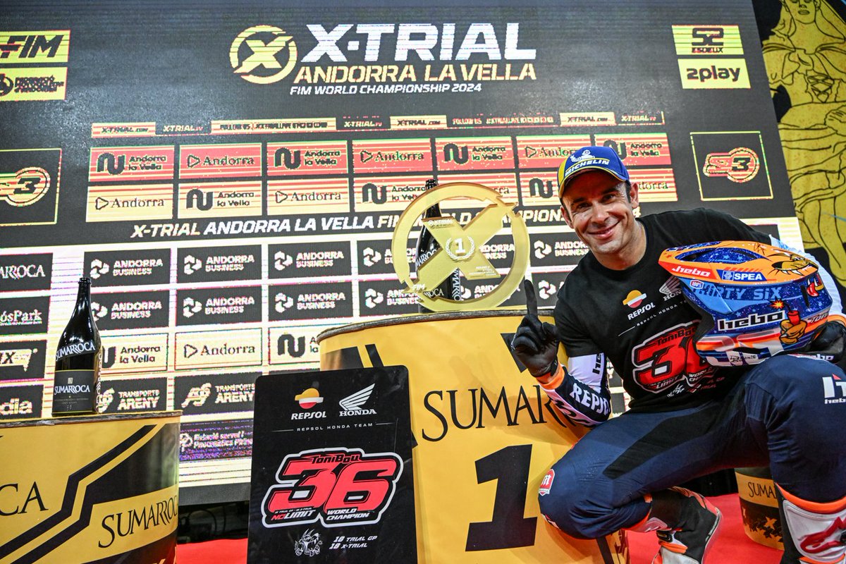 Toni Bou  has today claimed his eighteenth consecutive X-Trial world title
x-trial.com/en/news/bou-se…
<a href="/xtrialand/">X-Trial Andorra la Vella</a> <a href="/andorraworld_ad/">AndorraWorld - Andorra Turisme</a> <a href="/AndorraCapital/">Andorra la Vella</a> <a href="/turismeandorra/">Andorra la Vella</a> <a href="/AndorraBusiness/">Andorra Business</a>
#TransportsAreny <a href="/GovernAndorra/">Govern d'Andorra</a> <a href="/BSumarroca/">Bodegues Sumarroca</a> <a href="/FlaixAndorra/">FLAIX Andorra</a> <a href="/bondia/">Bondia</a> <a href="/Caldea/">Caldea</a>