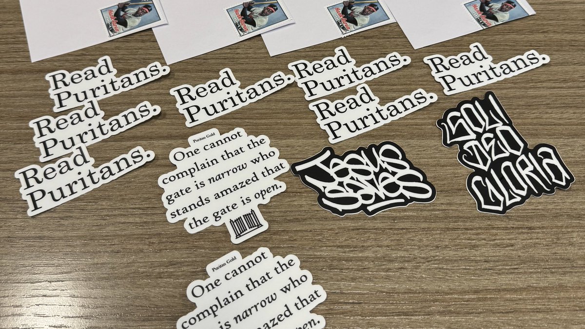 PuritanGold's tweet photo. HUGE thank you to everyone who has purchased stickers. Shipping them out as soon as they’re ordered.
The proceeds help fund evangelistic resources such as Bibles, tracts and good books to give out during our street evangelism outreach
#ReadPuritans
https://t.co/KaqmymHFvy https://t.co/GVmZMghT2K