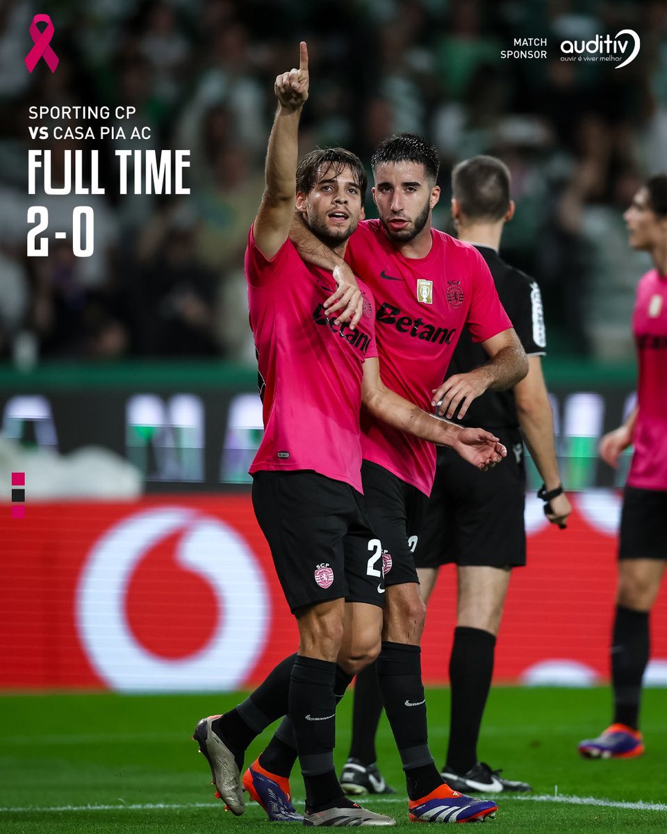 SportingCP_en's tweet image. ⏹️ 𝗙𝘂𝗹𝗹-𝘁𝗶𝗺𝗲: 

⚽️ Bragança e Gyökeres 🩷
🟢 2-0 ⚪️ // #SCPCPAC
