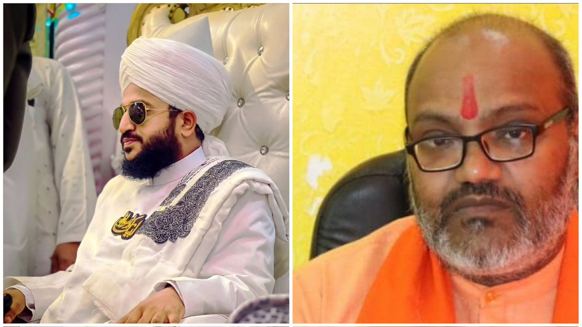 bilalpathan360's tweet photo. TWO INDIA.

1- Mufti Salman Azhari is languishing in Jail without a Crime committed,

2- While blasphemers like Narsinghanand &amp; Ramgiri are roaming free. 

Indian Police &amp; Judiciary have failed to provide justice to Indian Muslims.

#ArrestNarsinghaNand https://t.co/jJLqVICki6